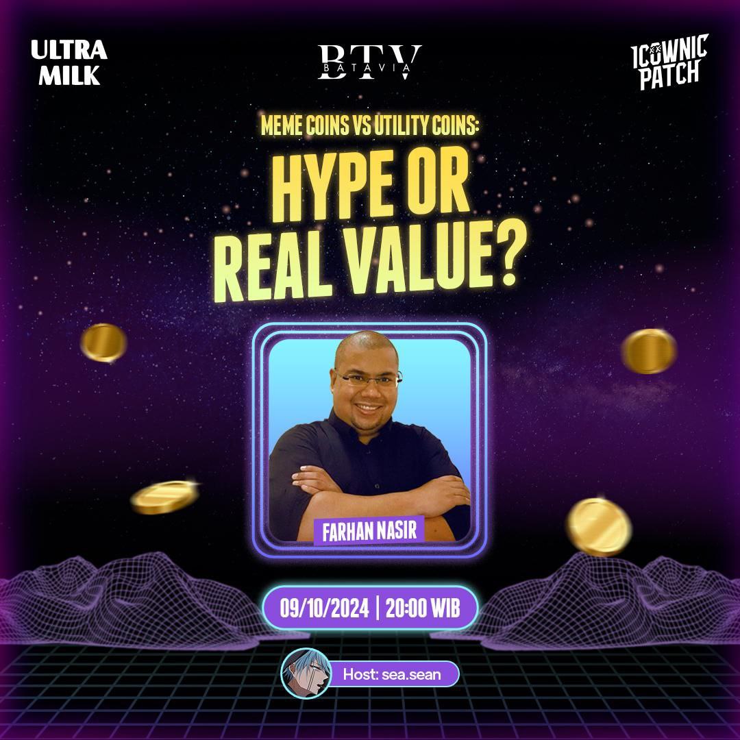 Poster webinar Meme Coins vs Utility Coins, Hype or Real Value, 9 Oktober 2024