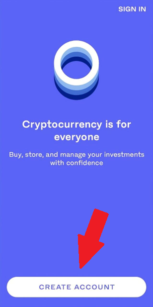 Skrin create account aplikasi Luno