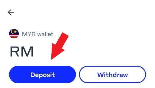 Skrin wallet MYR dengan butang Deposit